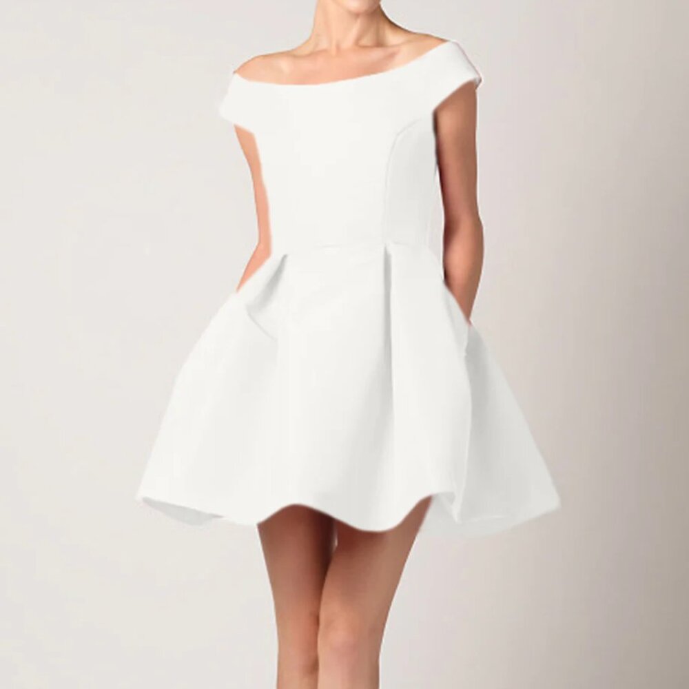 NWT Alexia Maria Off The Shoulder Silk Faille Mini Dress